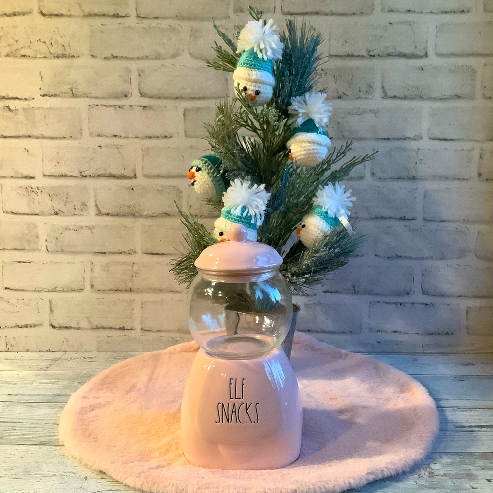 Rae Dunn Ceramic Elf Snacks Pink Gumball Canister